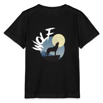 Wolf Moon Howling Wilderness Wild Wildlife - Stanley/Stella MINI CREATOR Kids’ T-Shirt - black - Front - Mikhail (115cm)