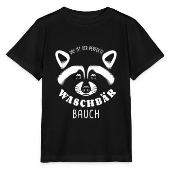 Waschbär Bauch - Waschbrett Bauch Sport Geschenk - Stanley/Stella Kinder T-Shirt MINI CREATOR  - Schwarz - Vorne - Mikhail (115cm)