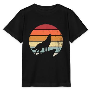 Retro Wolves Wolf Gift Idea - Stanley/Stella MINI CREATOR Kids’ T-Shirt - black - Front - Mikhail (115cm)