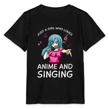 Anime Manga Kawaii Girls Singing Music - Stanley/Stella MINI CREATOR Kids’ T-Shirt - black - Front - Mikhail (115cm)