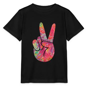 Peace Finger - Stanley/Stella Kinder T-Shirt MINI CREATOR  - Schwarz - Vorne - Mikhail (115cm)