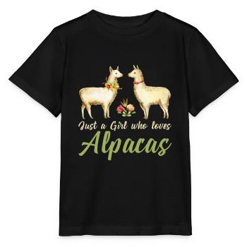 Just a Girl who loves Alpacas Alpaca Women Design - Stanley/Stella MINI CREATOR Kids’ T-Shirt - black - Front - Mikhail (115cm)