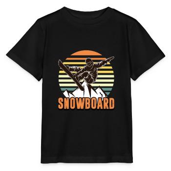Snowboard sport winter vacation mountains snow gift - Stanley/Stella MINI CREATOR Kids’ T-Shirt - black - Front - Mikhail (115cm)