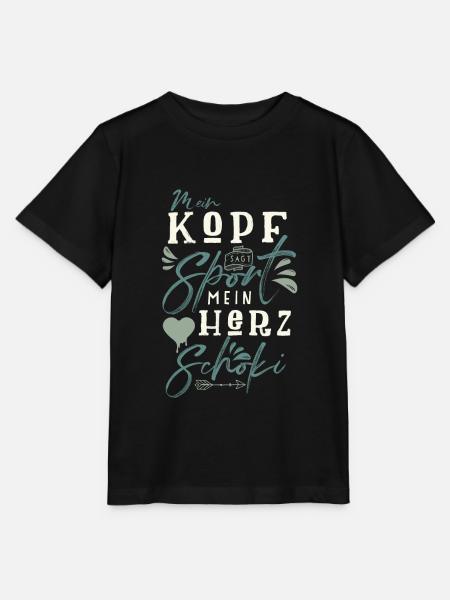 Mein Kopf sagt Sport mein Herz sag Schoki - Stanley/Stella Kinder T-Shirt MINI CREATOR - Schwarz