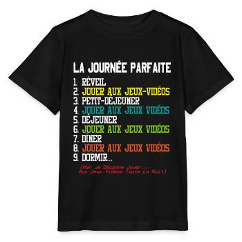 Cadeau Geek Gamer Ado La Journée Parfaite Humour - T-shirt bio MINI CREATOR Stanley/Stella Enfant - noir - Devant - Mikhail (115cm)