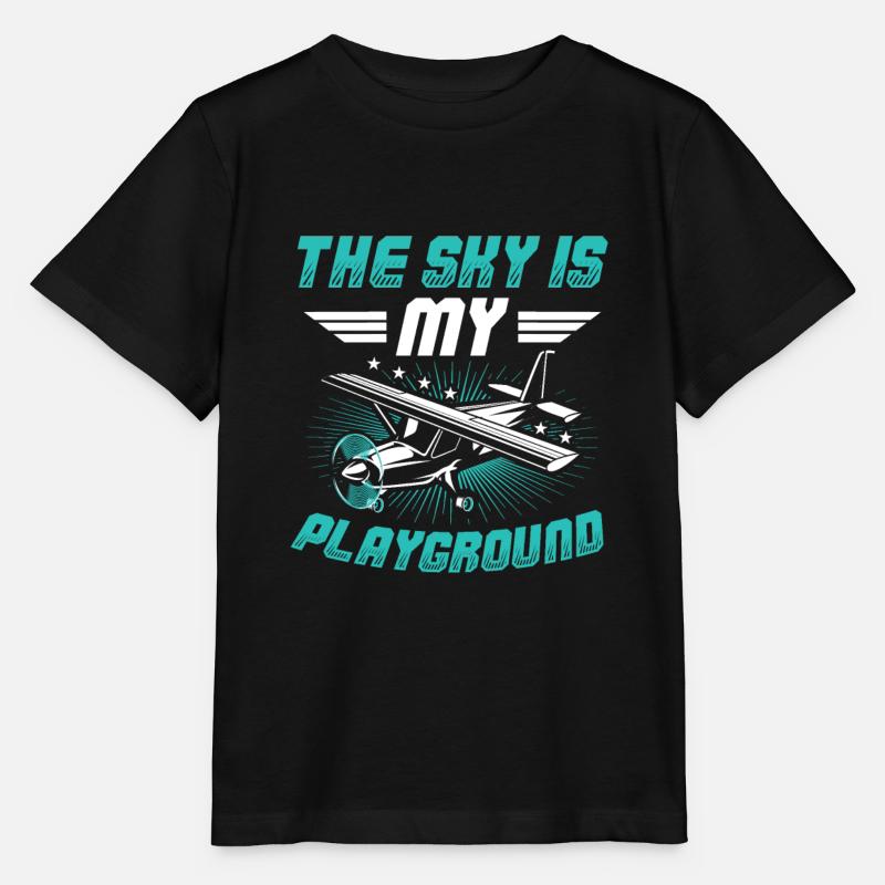 Le ciel est mon terrain de jeu Pilote d’avion miniature - T-shirt bio MINI CREATOR Stanley/Stella Enfant - noir