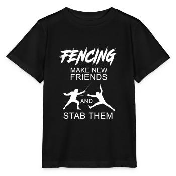Fechten finde neue Freunde und stiche sie ein, indem du Meme sagst - Stanley/Stella Kinder T-Shirt MINI CREATOR  - Schwarz - Vorne - Mikhail (115cm)