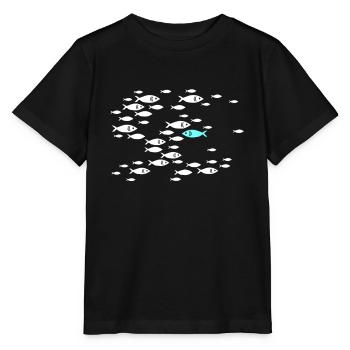 Fish swim against the tide in the sea - Stanley/Stella MINI CREATOR Kids’ T-Shirt - black - Front - Mikhail (115cm)
