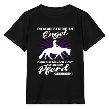 Westernreiten Reiterin und Pferd - Stanley/Stella Kinder T-Shirt MINI CREATOR  - Schwarz - Vorne - Mikhail (115cm)