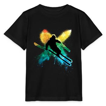 Colourful freestyle skiing in deep snow winter holidays - Stanley/Stella MINI CREATOR Kids’ T-Shirt - black - Front - Mikhail (115cm)