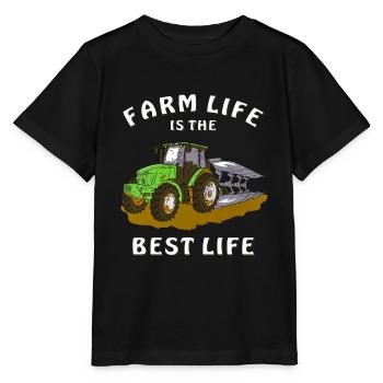 TRAKTOR PFLUG FARM LIFE IS THE BEST LIFE - Stanley/Stella Kinder T-Shirt MINI CREATOR  - Schwarz - Vorne - Mikhail (115cm)