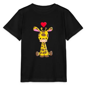Cartoon giraffe with heart Cartoon giraffe - Stanley/Stella MINI CREATOR Kids’ T-Shirt - black - Front - Mikhail (115cm)