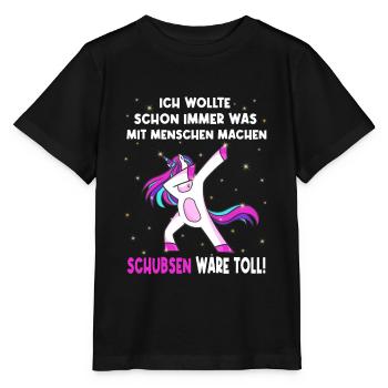 Schon immer was mit Menschen machen - Einhorn - Stanley/Stella Kinder T-Shirt MINI CREATOR  - Schwarz - Vorne - Mikhail (115cm)