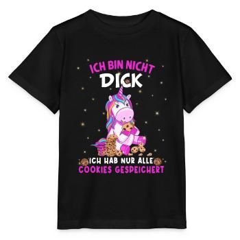 Ich bin nicht dick ich hab nur alle Cookie Einhorn - Stanley/Stella Kinder T-Shirt MINI CREATOR  - Schwarz - Vorne - Mikhail (115cm)