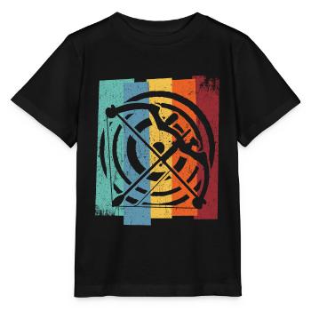 Vintage Bogenschütze Recurvebogen Bogenschießen Bo - Stanley/Stella Kinder T-Shirt MINI CREATOR  - Schwarz - Vorne - Mikhail (115cm)