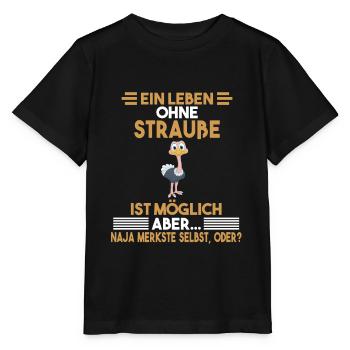 Zootier Strauß - Stanley/Stella Kinder T-Shirt MINI CREATOR  - Schwarz - Vorne - Mikhail (115cm)