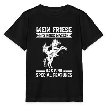 Pferd Reitstall Reiten Pferde Friese - Stanley/Stella Kinder T-Shirt MINI CREATOR  - Schwarz - Vorne - Mikhail (115cm)