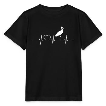 Störche Storchen Herzschlag EKG Heartbeat Storch - Stanley/Stella Kinder T-Shirt MINI CREATOR  - Schwarz - Vorne - Mikhail (115cm)