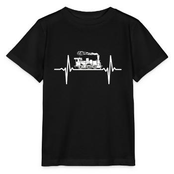 Railway Steam Locomotive Herzschlag Locomotive - Stanley/Stella MINI CREATOR Kids’ T-Shirt - black - Front - Mikhail (115cm)