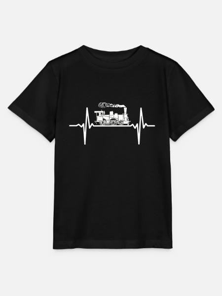 Eisenbahn Dampflok Herzschlag Lokomotive - Stanley/Stella Kinder T-Shirt MINI CREATOR - Schwarz