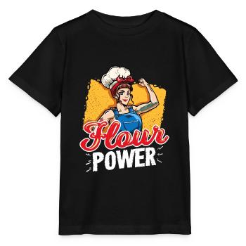 Flour Power Baking Pastry Chef Funny Baker - Stanley/Stella MINI CREATOR Kids’ T-Shirt - black - Front - Mikhail (115cm)