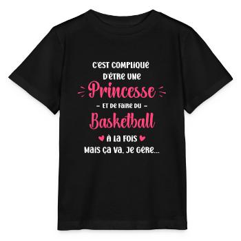 Compliqué princesse et de faire du basketball - T-shirt bio MINI CREATOR Stanley/Stella Enfant - noir - Devant - Mikhail (115cm)