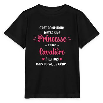 Compliqué princesse et d'être cavalière - T-shirt bio MINI CREATOR Stanley/Stella Enfant - noir - Devant - Mikhail (115cm)