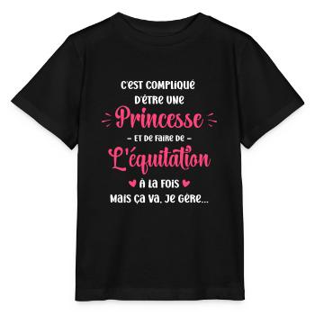 Compliqué princesse et de faire de l'équitation - T-shirt bio MINI CREATOR Stanley/Stella Enfant - noir - Devant - Mikhail (115cm)