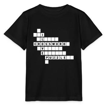 J’adore les mots croisés, Journée des mots croisés - T-shirt bio MINI CREATOR Stanley/Stella Enfant - noir - Devant - Mikhail (115cm)