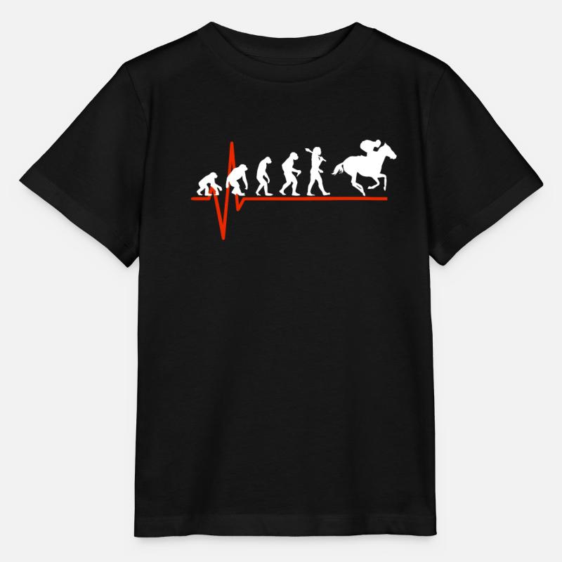 Horse Racing Heartbeat - EVOLUTION DES COURSES DE CHEVAUX - T-shirt bio MINI CREATOR Stanley/Stella Enfant - noir
