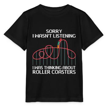 Achterbahn Freizeitpark Rollercoaster Fahrgeschäft - Stanley/Stella Kinder T-Shirt MINI CREATOR  - Schwarz - Vorne - Mikhail (115cm)