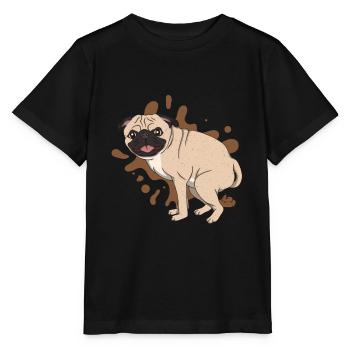 Pug poops piles of poop - Stanley/Stella MINI CREATOR Kids’ T-Shirt - black - Front - Mikhail (115cm)