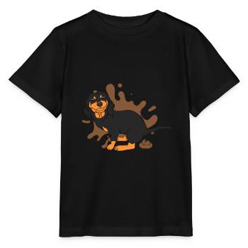 Dachshund poops pile - Stanley/Stella MINI CREATOR Kids’ T-Shirt - black - Front - Mikhail (115cm)