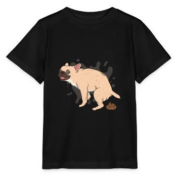 FRENCHIE poops piles of poop - Stanley/Stella MINI CREATOR Kids’ T-Shirt - black - Front - Mikhail (115cm)