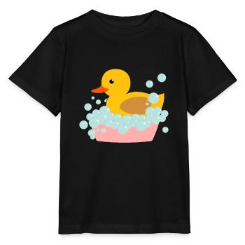 Canard de bain Cadeau Canard jaune en caoutchouc - T-shirt bio MINI CREATOR Stanley/Stella Enfant - noir - Devant - Mikhail (115cm)