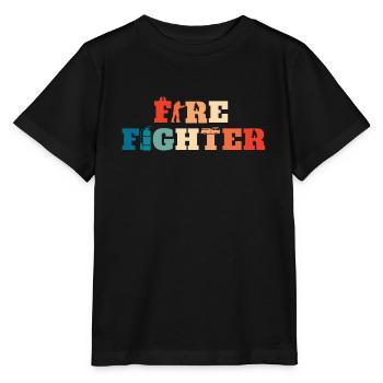 Retro Volunteer Fire Brigade Vintage Firefighter - Stanley/Stella MINI CREATOR Kids’ T-Shirt - black - Front - Mikhail (115cm)