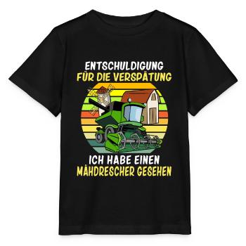 Entschuldigung das ich zu spät bin Mähdrescher - Stanley/Stella Kinder T-Shirt MINI CREATOR  - Schwarz - Vorne - Mikhail (115cm)