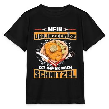 Schnitzel mein Lieblingsgemüse ist Schnitzel - Stanley/Stella Kinder T-Shirt MINI CREATOR  - Schwarz - Vorne - Mikhail (115cm)