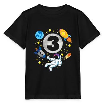 astronaute | | spatiale 3ème | Bday 3 ans Bday - T-shirt bio MINI CREATOR Stanley/Stella Enfant - noir - Devant - Mikhail (115cm)