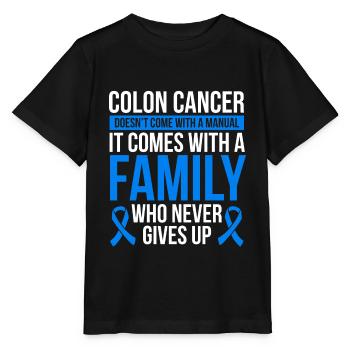 Ruban de sensibilisation au cancer du côlon Guerrier du cancer du côlon - T-shirt bio MINI CREATOR Stanley/Stella Enfant - noir - Devant - Mikhail (115cm)