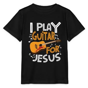 Guitar Player Jesus Guitar Jesus Guitar Player - Stanley/Stella Kinder T-Shirt MINI CREATOR  - Schwarz - Vorne - Mikhail (115cm)