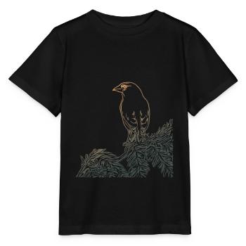 Vogel Wald Baum Vogelmotiv Natur Tier Motiv - Stanley/Stella Kinder T-Shirt MINI CREATOR  - Schwarz - Vorne - Mikhail (115cm)