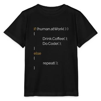 Programmeur Informaticien Café Cadeau C# Java - T-shirt bio MINI CREATOR Stanley/Stella Enfant - noir - Devant - Mikhail (115cm)