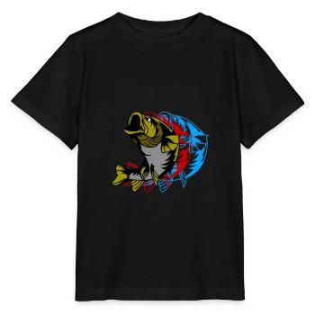 Pike-perch fish Predatory fish Anglers Nature - Stanley/Stella MINI CREATOR Kids’ T-Shirt - black - Front - Mikhail (115cm)