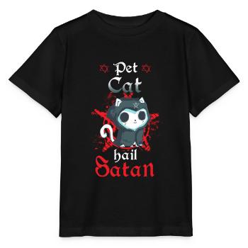 Pet Cat Hail Satan - Stanley/Stella MINI CREATOR Kids’ T-Shirt - black - Front - Mikhail (115cm)