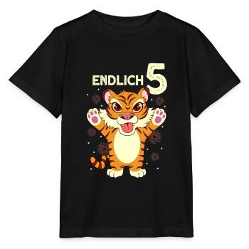 Endlich 5 - Tiger 5. Geburtstag - Stanley/Stella Kinder T-Shirt MINI CREATOR  - Schwarz - Vorne - Mikhail (115cm)