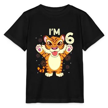 Endlich 6 - Tiger 6. Geburtstag - Stanley/Stella Kinder T-Shirt MINI CREATOR  - Schwarz - Vorne - Mikhail (115cm)