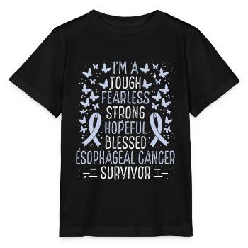 Esophageal Cancer Awareness Ribbon Cancer Survivor - Stanley/Stella MINI CREATOR Kids’ T-Shirt - black - Front - Mikhail (115cm)