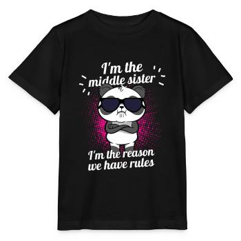 Mittlere Schwester - Panda Bär - Stanley/Stella Kinder T-Shirt MINI CREATOR  - Schwarz - Vorne - Mikhail (115cm)