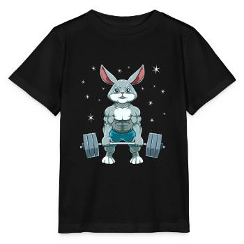Hase Gewichtheben Fitness-Studio - Stanley/Stella Kinder T-Shirt MINI CREATOR  - Schwarz - Vorne - Mikhail (115cm)